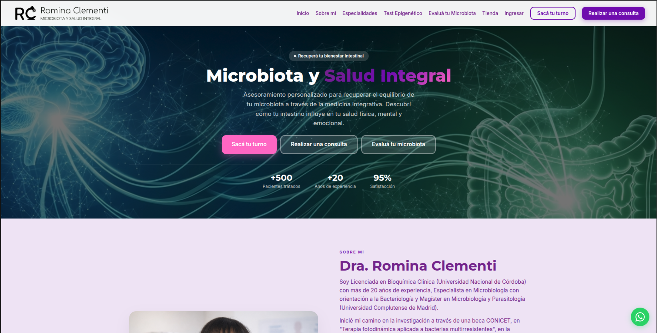 Captura del sitio Microbiota y Salud Integral — microbiotaysaludintegralrc.ar